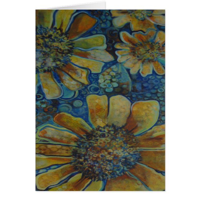 målade solrosor hälsningskort (Framsidan)