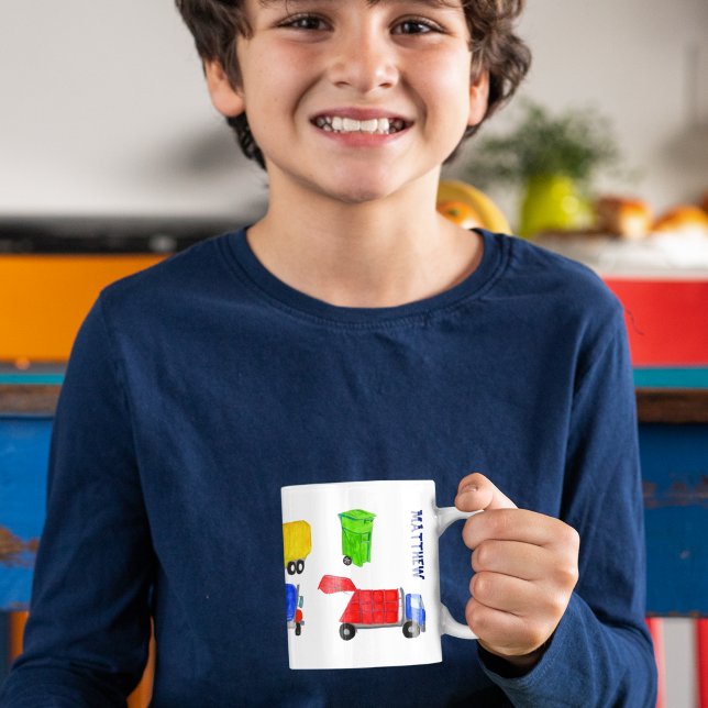 Målade soptransporter Pojkar Personliga Kaffemugg (Skapare uppladdad)
