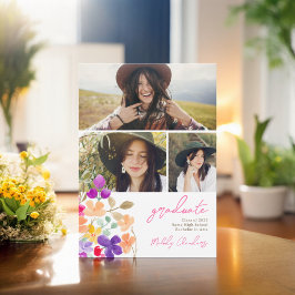 Målade trädgårdsblommor 3 foton studenten meddelande