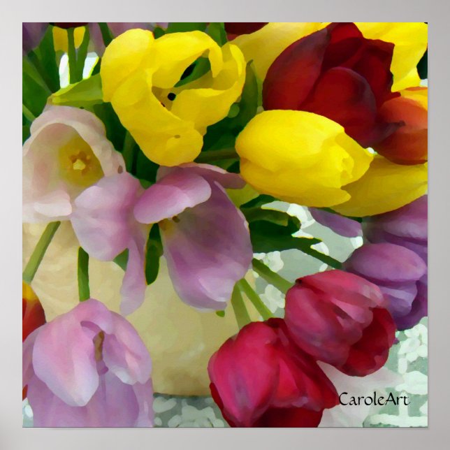 "Målade tulips Bouquet" Fackkonst Poster (Framsidan)