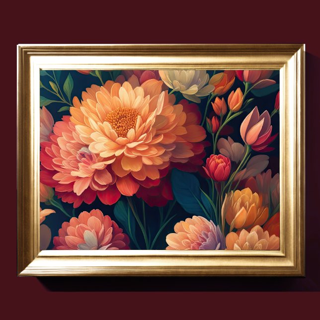 Målade uppåtriktade blommor fet 4:3 poster (Skapare uppladdad)