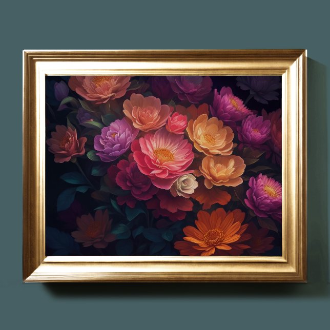 Målade uppåtriktade blommor fet 4:3 poster (Skapare uppladdad)