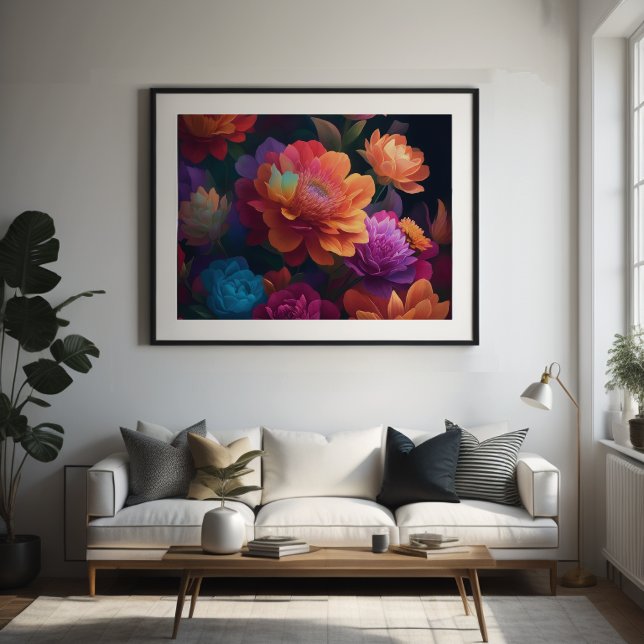 Målade uppåtriktade blommor fet 4:3 poster (Skapare uppladdad)