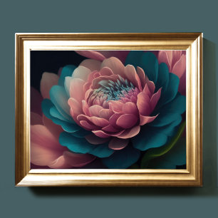 Målade uppåtriktade blommor fet 4:3 poster
