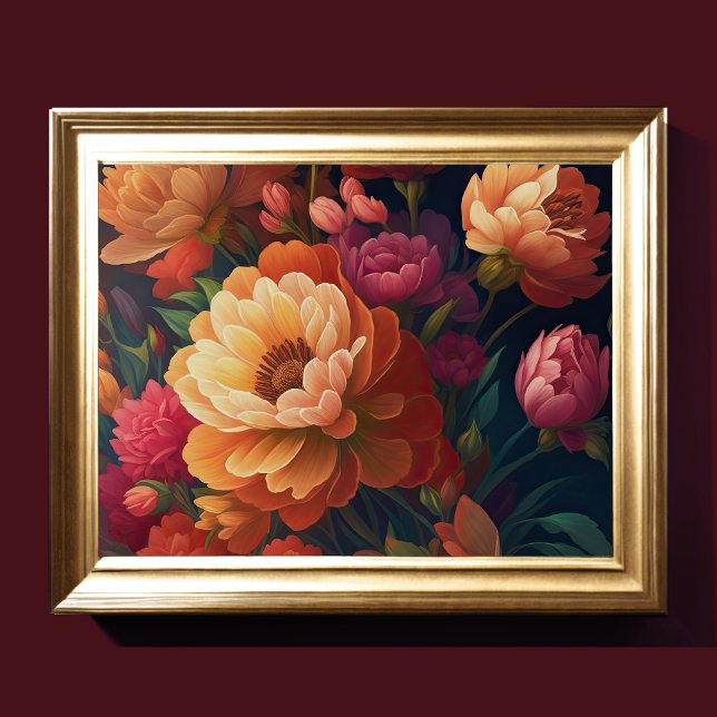 Målade uppåtriktade blommor fet 4:3 poster (Skapare uppladdad)
