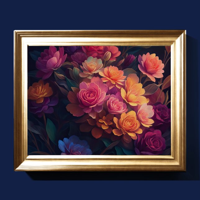 Målade uppåtriktade blommor fet 4:3 poster (Skapare uppladdad)