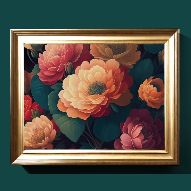 Målade uppåtriktade blommor fet 4:3 poster (Skapare uppladdad)