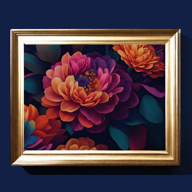 Målade uppåtriktade blommor fet 4:3 poster (Skapare uppladdad)