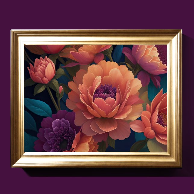 Målade uppåtriktade blommor fet 4:3 poster (Skapare uppladdad)