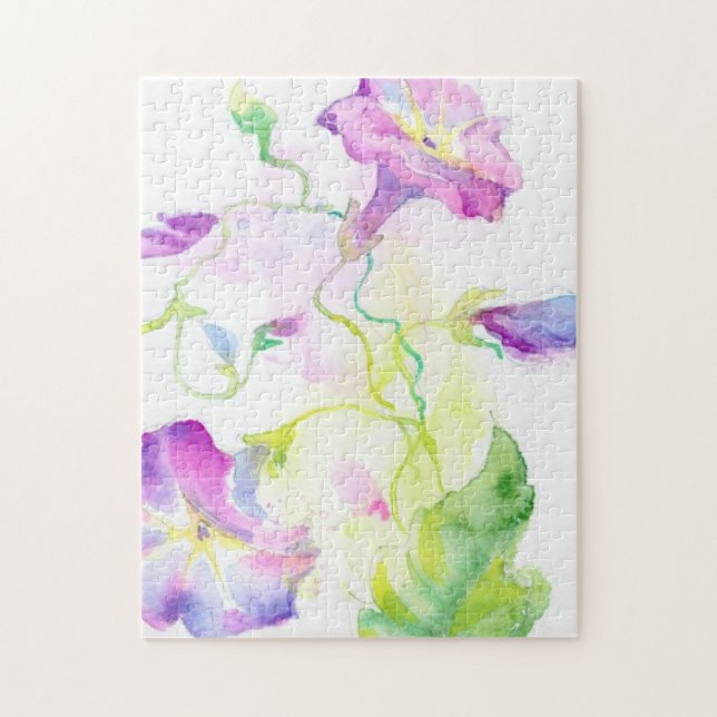 Målade vattenfärgconvolvulusblommor pussel (Vertikal)