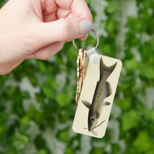 Malafiskfiske, gammaldags flodfisk i marin miljö nyckelring (Hand)