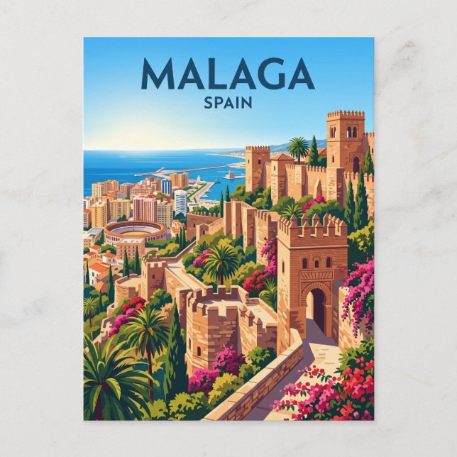 Málaga Alcazaba Spanien Vykort (Framsida)