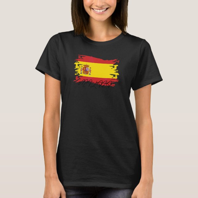 Malaga Andalusien Spanien Flagga España Hispania I T Shirt (Framsida)