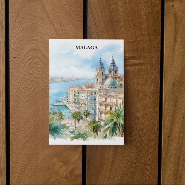 Malaga Andalusien Spanien Travel Vykort (Malaga Spain Vintage Travel Postcard)