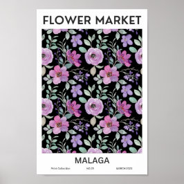 Malaga Colorful Flower Market Poster