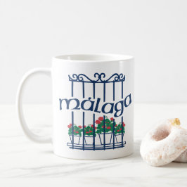 Malaga, fönster med blommor kaffemugg