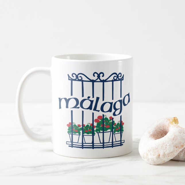 Malaga, fönster med blommor kaffemugg (Med munk)