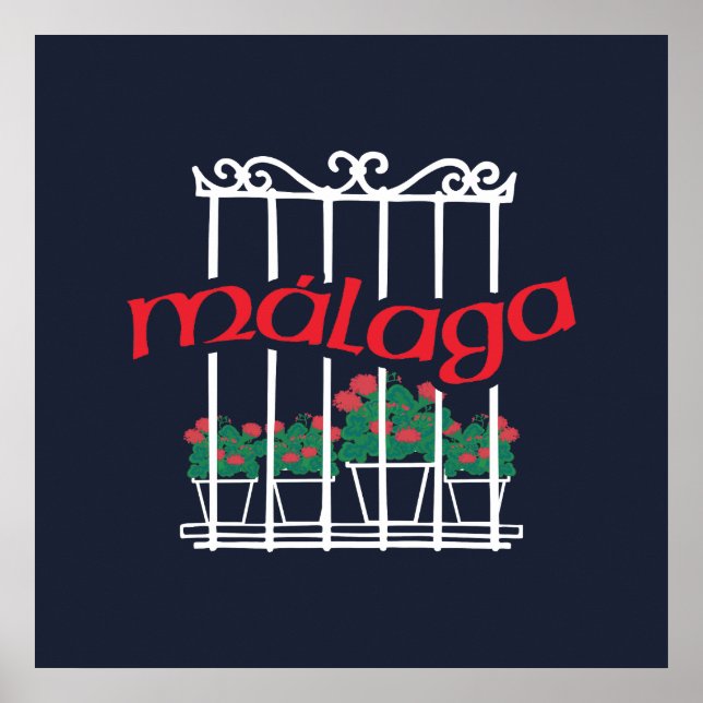 Malaga, fönster med blommor poster (Framsidan)