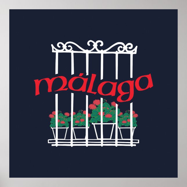 Malaga, fönster med blommor poster (Framsidan)