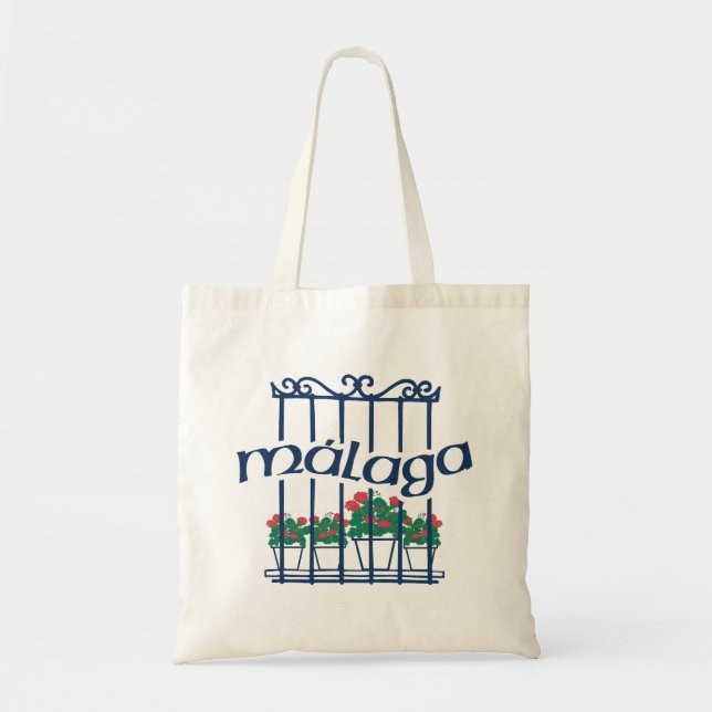 Malaga, fönster med blommor tygkasse (Framsidan)