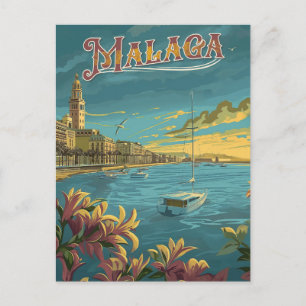 Malaga i Retro Charm - Vintage resor Vykort