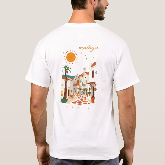 Malaga Málaga Spanien vit stad kläder T Shirt (Baksida)
