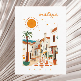 Malaga Málaga Spanien vit stad semester Vykort