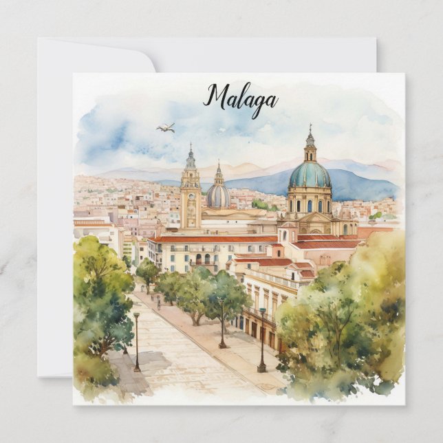 Malaga Spain Architecture Watercolor (Framsida)