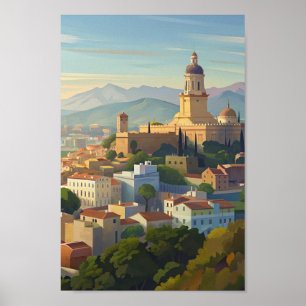 Malaga Spain Cityscape Poster