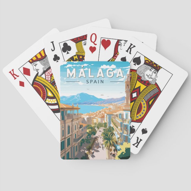 Malaga Spain Travel Art Vintage Casinokort (Baksidan)