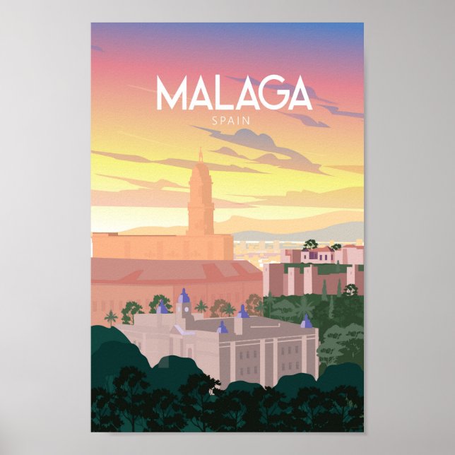 Malaga Spain  travel poster  (Framsidan)