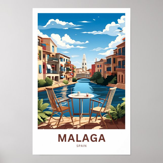 Malaga Spain Travel Skriv ut Poster (Framsidan)