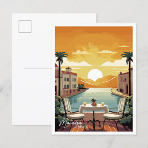 Malaga Spanien Art vintage resor illustration Vykort
