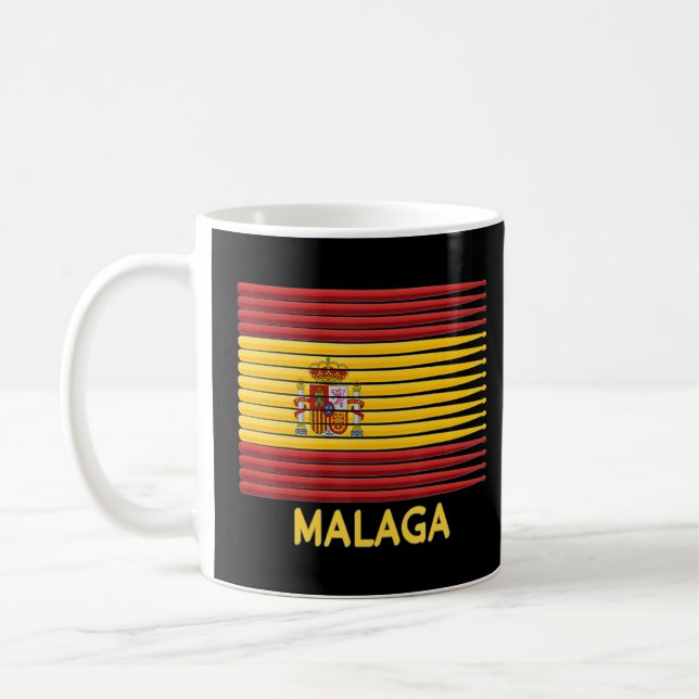 Malaga Spanien Flagga Drummer Sticks Patriotic Kaffemugg (Vänster)