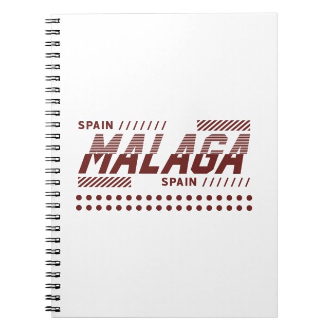 Malaga Spanien Modern Urban Typografi Design Anteckningsbok (Framsidan)