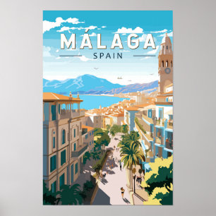 Malaga Spanien Resa Konst Vintage Poster