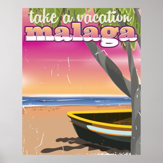 Malaga Spanien reseskylt. Poster (Framsidan)