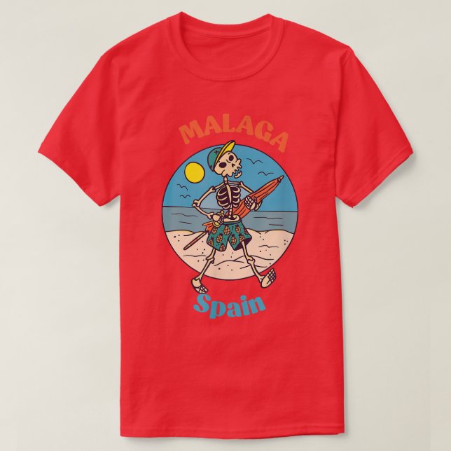 Malaga Spanien Skeleton Souvenir Reminder  T Shirt (Design framsida)