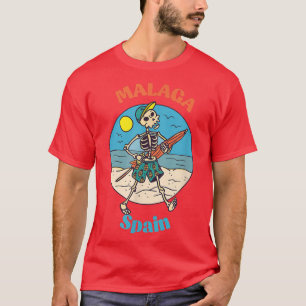 Malaga Spanien Skeleton Souvenir Reminder T Shirt