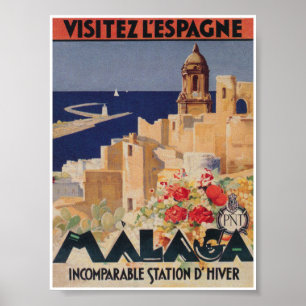 Malaga Spanien Vintage resor Poster