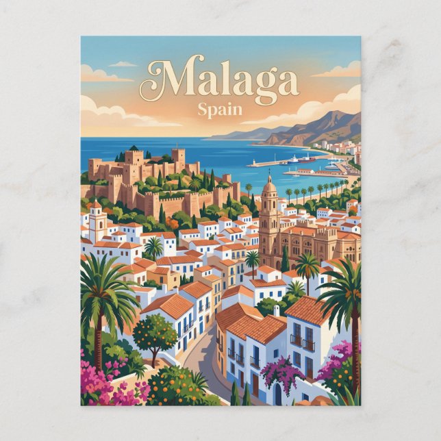 Malaga, Spanien Vykort (Framsida)
