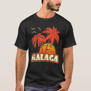 Malaga Summer Handflatan Träd 80s Beach Sunset T Shirt