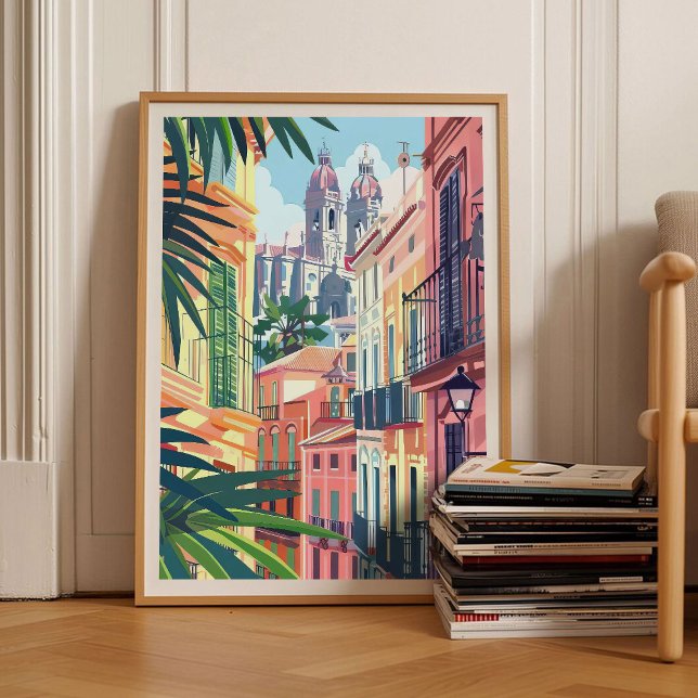 Málaga tryck Málaga illustration Spanien Resa Post (Skapare uppladdad)