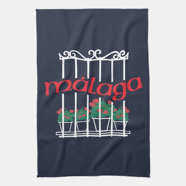 Malaga, window with flowers kökshandduk (Vertikal)