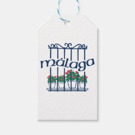 Malaga, window with flowers presentetikett