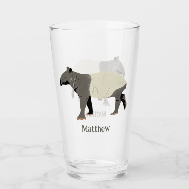 Malajisk Tapir Illustrerad Personlig Glaskopp (Framsida)