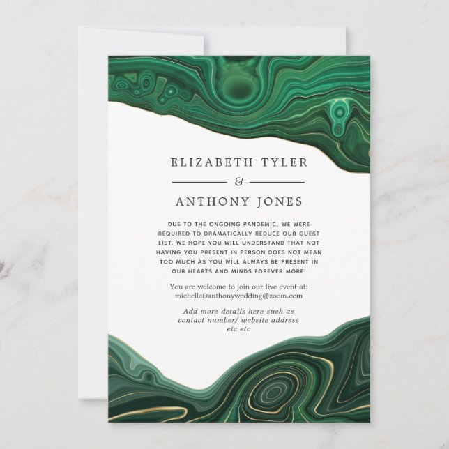 Malakit och guld Agate reducerad gästlista Meddelande (Framsida)