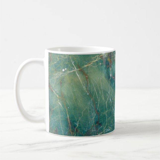 Malakitmarmor grönt marble struktur, detaljstruktu kaffemugg (Vänster)