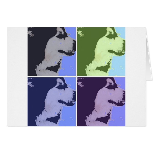 Malamute Hund Pop Art Hälsningskort (Framsidan Horizontal)