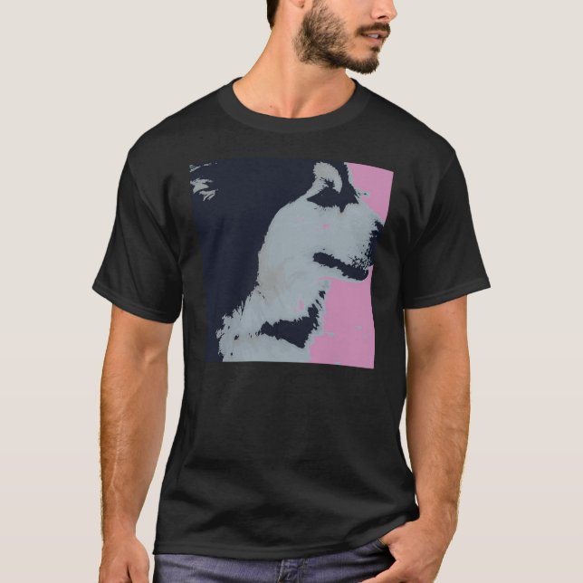 Malamute Hund Pop Art T-shirt (Framsida)